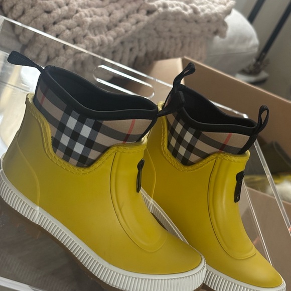 Burberry Other - Burberry Yellow Kids Rain Boots with Check Pattern